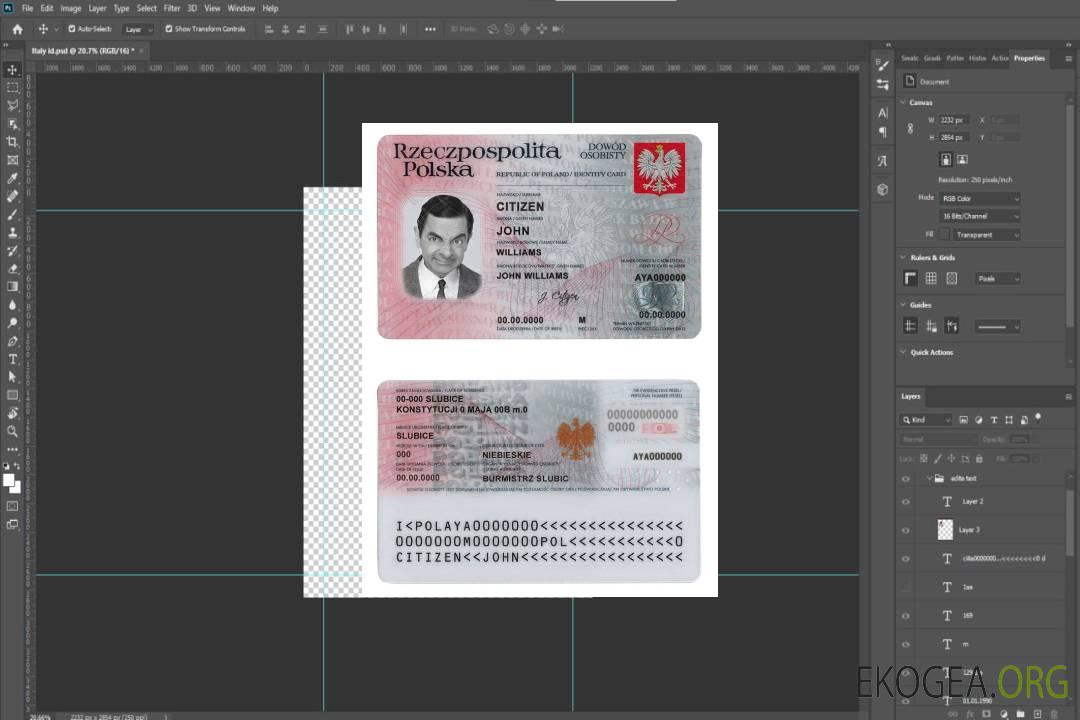 Carte d'identité Pologne template Carte d'identité Pologne template